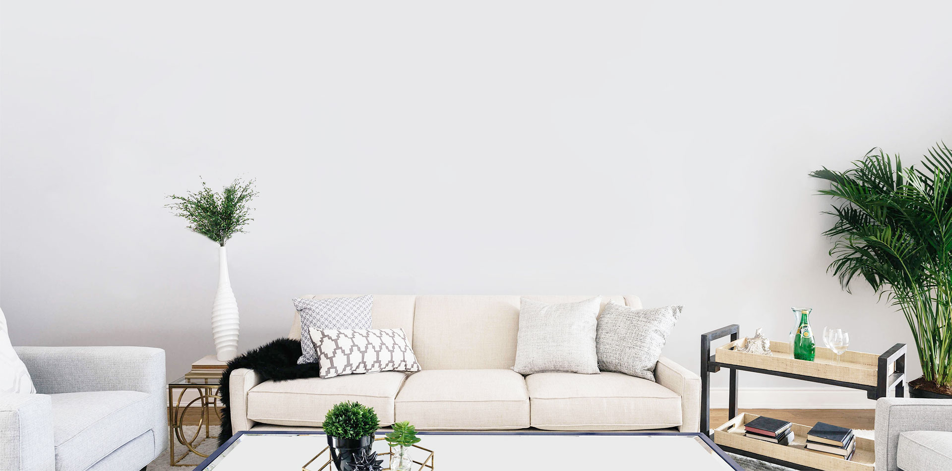 apartment living room with cream sofa
