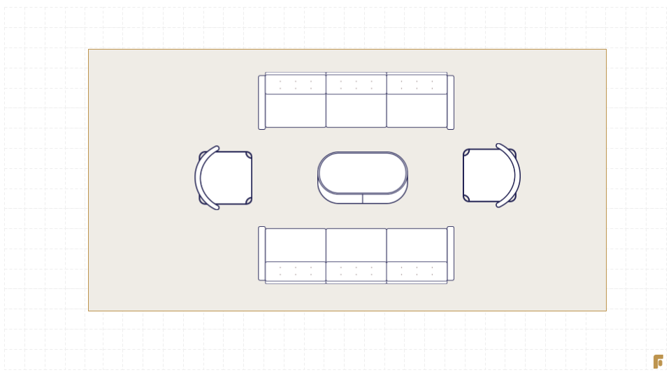 Long living room layout option 1