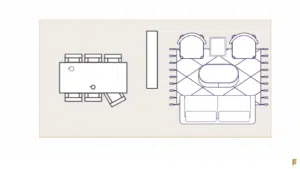 Long living room layout option 3