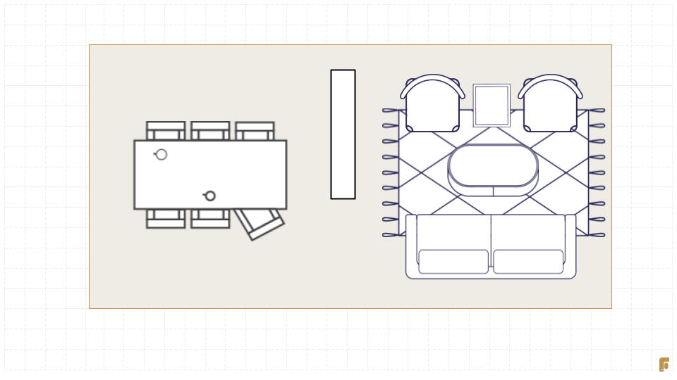 Long living room layout option 3