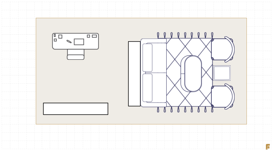 Long living room layout option 4