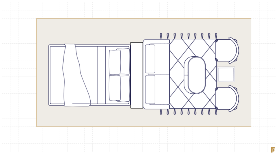 Long living room layout option 5