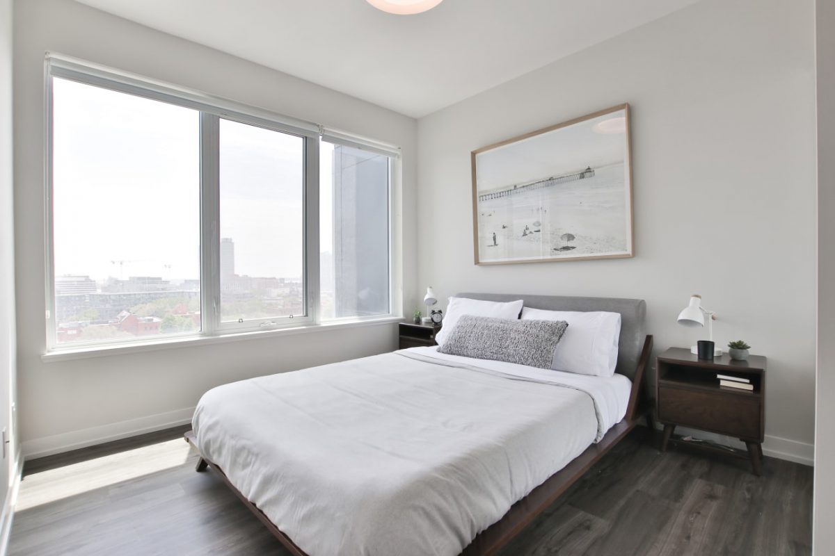 guest bedroom with wall art