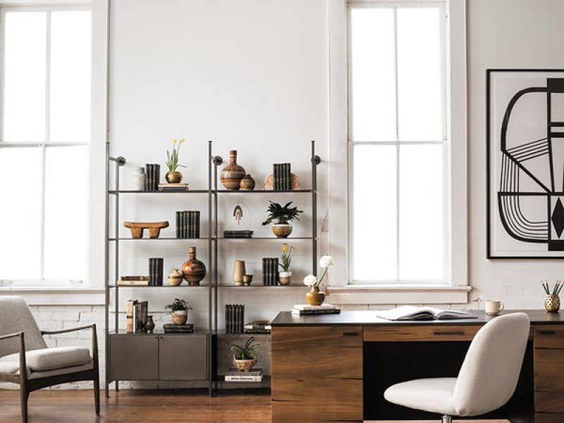 Braden-Chair,-Enloe-2-Door-Bookshelf,-Enloe-Modular-Bookshelf,-Cowhide-Rug,-Cuzco-Desk,-Amber-Desk-Chair,-Imperfect-Present-by-Alyson-Khan_1