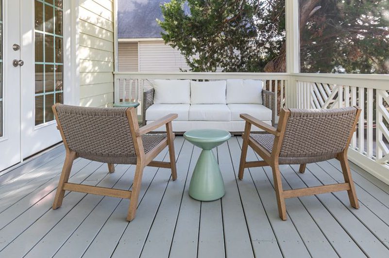 Patio furniture on deck of cottage